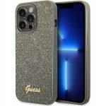 GUESS -IPHONE 14 PRO MAX - PC/TPU PINK GLITTER FLAKES CASE SCRIPT METAL LOGO