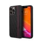 جراب AMG من السيليكون السائل - نمط كربوني ، متوافق مع iPhone 14 Pro Max واقي من الصدمات - أسود