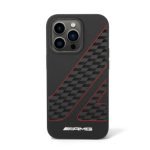 جراب AMG من السيليكون السائل - متوافق مع iPhone 14 Pro Max بنمط العلم المتقلب - أسود / أحمر