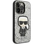 KARL LAGERFELD-IPHONE 14 PRO MAX - PC/TPU SILVER GLITTER FLAKES CASE WITH IKONIK PATCH AND METAL LOGO