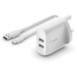 Belkin Dual USB-A Wall Charger 24W with USB-A to USB-C Cable