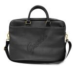 CG Mobile Guess PU Saffiano Script Computer Bag 15" with Adjustable Shoulder Strap Compatible for MacBook, Slim Lightweight Portable Storage Bag, Protective Case Cover with Zipper Suitable for Outdoor, Business, Office, School Officially Licensed - Black