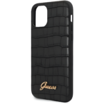 Guess PU Croco Hard Case with Script Logo for iPhone 16 Pro Max, Lightweight, High-Quality Material, Easy Snap-on - Black
