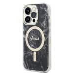 GUESS Protective Case for Apple iPhone 16 Pro Max Hard Case Marble MagSafe Black