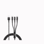 Rock 3 in 1 Charging Cable (1.2m) Lightning/Micro USB Type C Durable Braided Cable for All Devices Black