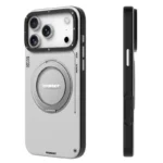 BUCKSAA European 360 Rugged Armor Case for iPhone 17 Pro Max Compatible with Mag Safe Wireless Charging Smart Speedometer Premium Leather Texture Grey  Edition