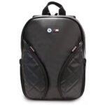 PU Leather & Carbon M Collection Backpack With Metal Logos 15 Black