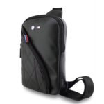 BMW PU Leather & Carbon Crossbody Bag with Metal Logos High Quality Materials Adjustable Strap Black