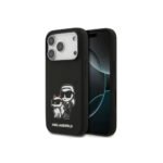 Karl Lagerfeld Liquid Silicone iPhone 17 Pro Max Case with Karl & Choupette Sketch Black