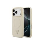GUESS Guess MagSafe PU Leather Case with Triangle Logo for iPhone 17 Pro Max Slim Profile Comfortable Grip Beige