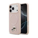 Karl Lagerfeld iPhone 17 Pro PU Leather Case With Karl Head Pins Beige