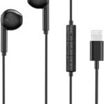 RAVPower RP-BH1005 Wired Earphones with Lightning Connector – Premium In-Ear Audio, Built-In Microphone, 18-Month Warranty – Black