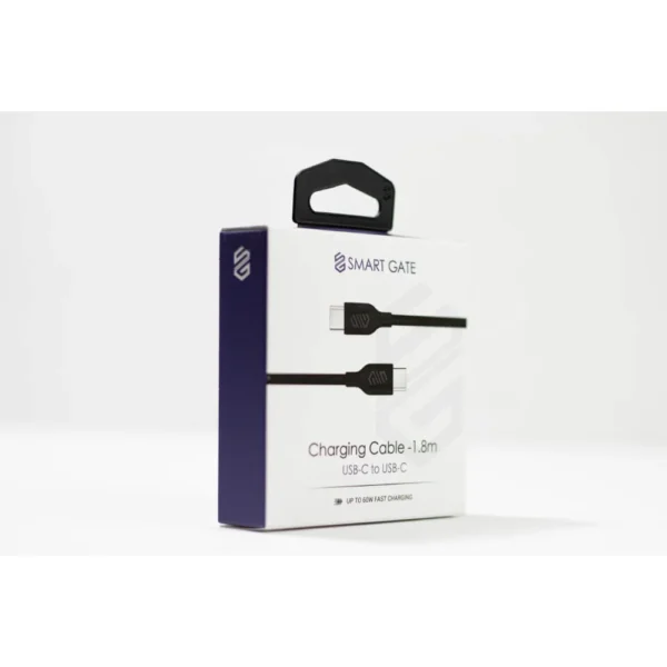 Smart Gate Cable braided USB-C to USB-C Fast Charging 1.8m- Black