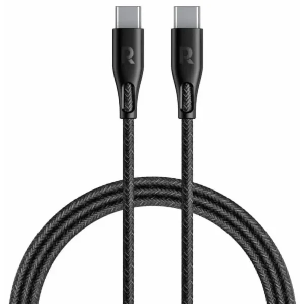 RavPower Cable C to C 60W Fast Charging 2M Nylon Braided Black