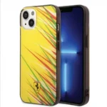 Ferrari Case With Double Layer Grass Print For iPhone 14  Yellow