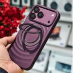 Cooyee WAVY PATTERN MAGNETIC Case with 360 Rotating Stand and Fingerprint Resistant for iPhone 18 Pro Max Burgundy