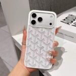 Cooyee 18 Pro Max Grain Leather Magnetic PU Leather Case for iPhone Metal Camera Bezel MagSafe Support Silver