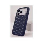 Cooyee 18 Pro Max Grain Leather Magnetic PU Leather Case for iPhone Metal Camera Bezel MagSafe Support Blue