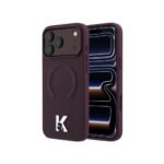 Karl Lagerfeld MagSafe Case for iPhone 18 Pro / 17 Pro Grained PU Hard Cover with Embossed Ring Kameo Logo Burgundy
