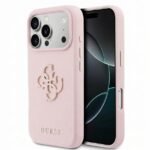 Guess PU Grained 4G Resin Metal Logo Case for iPhone 17/18 Pro Max Pink