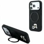 Karl Lagerfeld with Ring Stand 360 Karl Choupette Heads Pin MagSafe Apple iPhone 18 Pro max / 17 Pro max Black